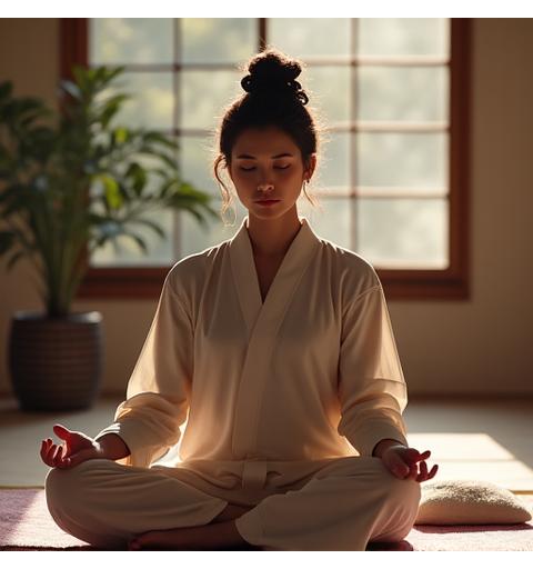 Akashi Flow Wellness instructor Sakura leads a group meditation