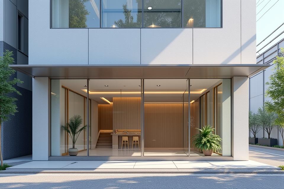 Exterior view of Akashi Flow Wellness building in Osaka, with clean modern architecture